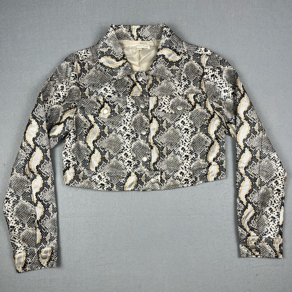 Y2K 2000s Bratz Fashion Women's Cloud Ten Faux Leather Snake Print Jacket